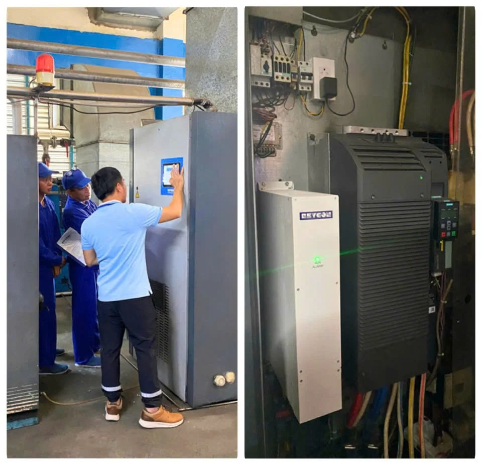Kỹ sư PowerMore nghiệm thu kết quả đo sau lắp đặt và hướng dẫn đội ngũ kỹ thuật nhà máy theo dõi, vận hành hệ thống trên màn hình monitor.